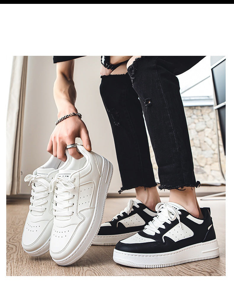 Leather Breathable Teen Trend All-matching Platform White Shoes