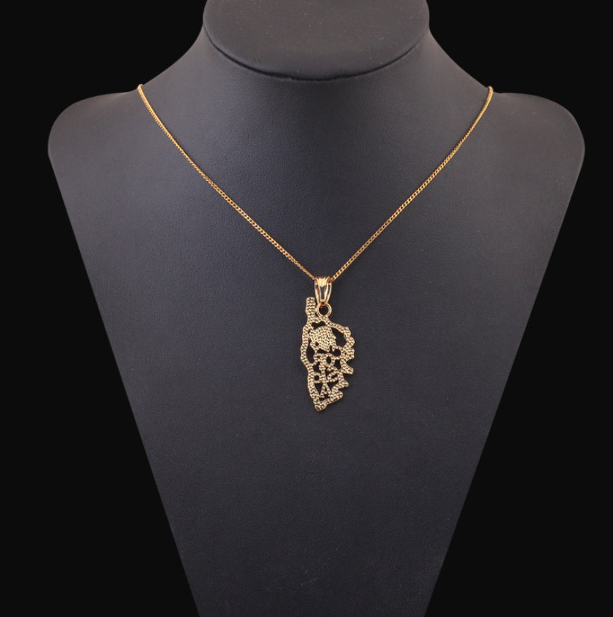 Map Pendant 18K Electroplated Gold Necklace