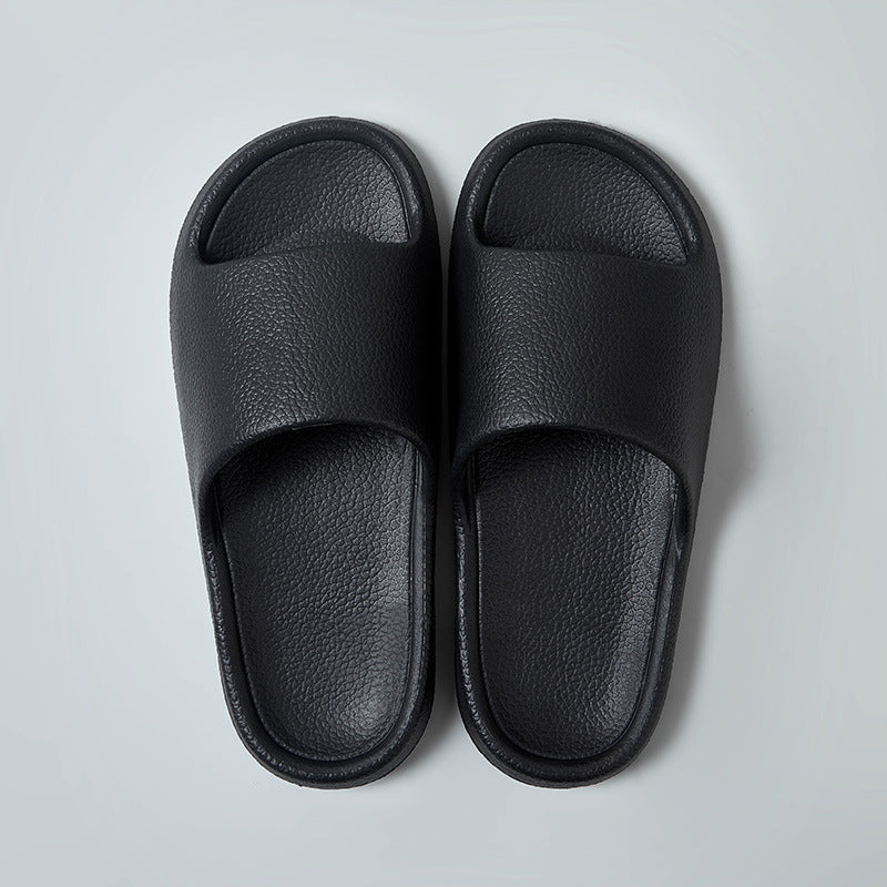 Home Non-slip Solid Color Indoor Leather Slippers
