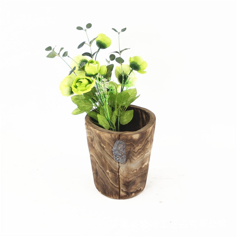 Handmade Wooden Flower Pot Flower Bucket Vase Decoration