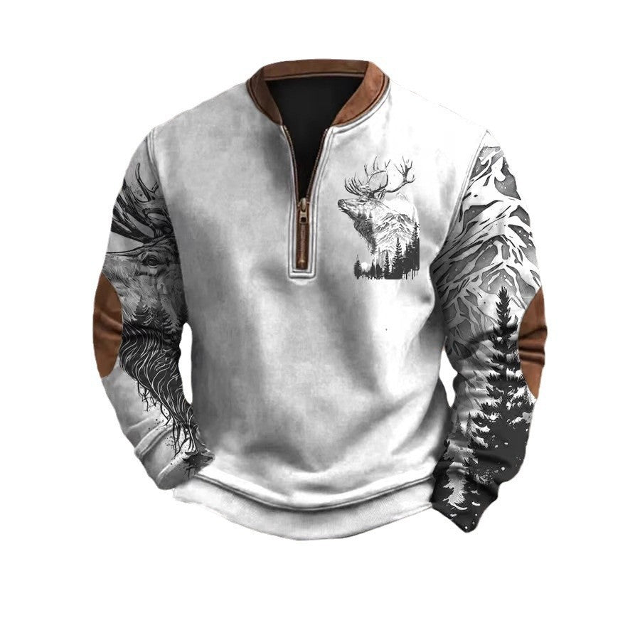 Polo Buckle Sweater Men's 3D Printing Half Zipper