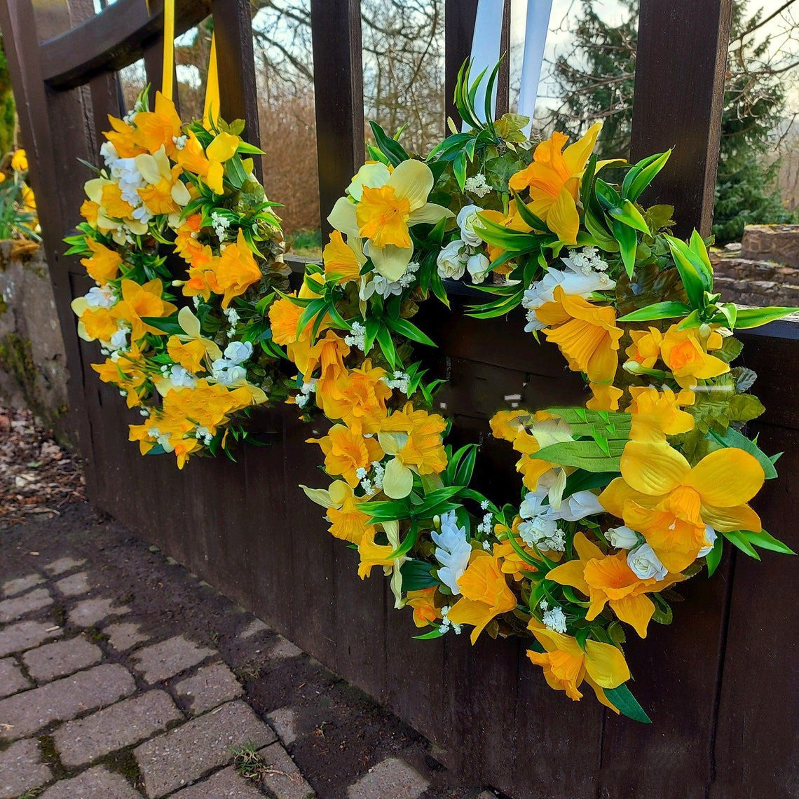 Easter Spring Yellow Daffodils Wreath Like Real Flowers