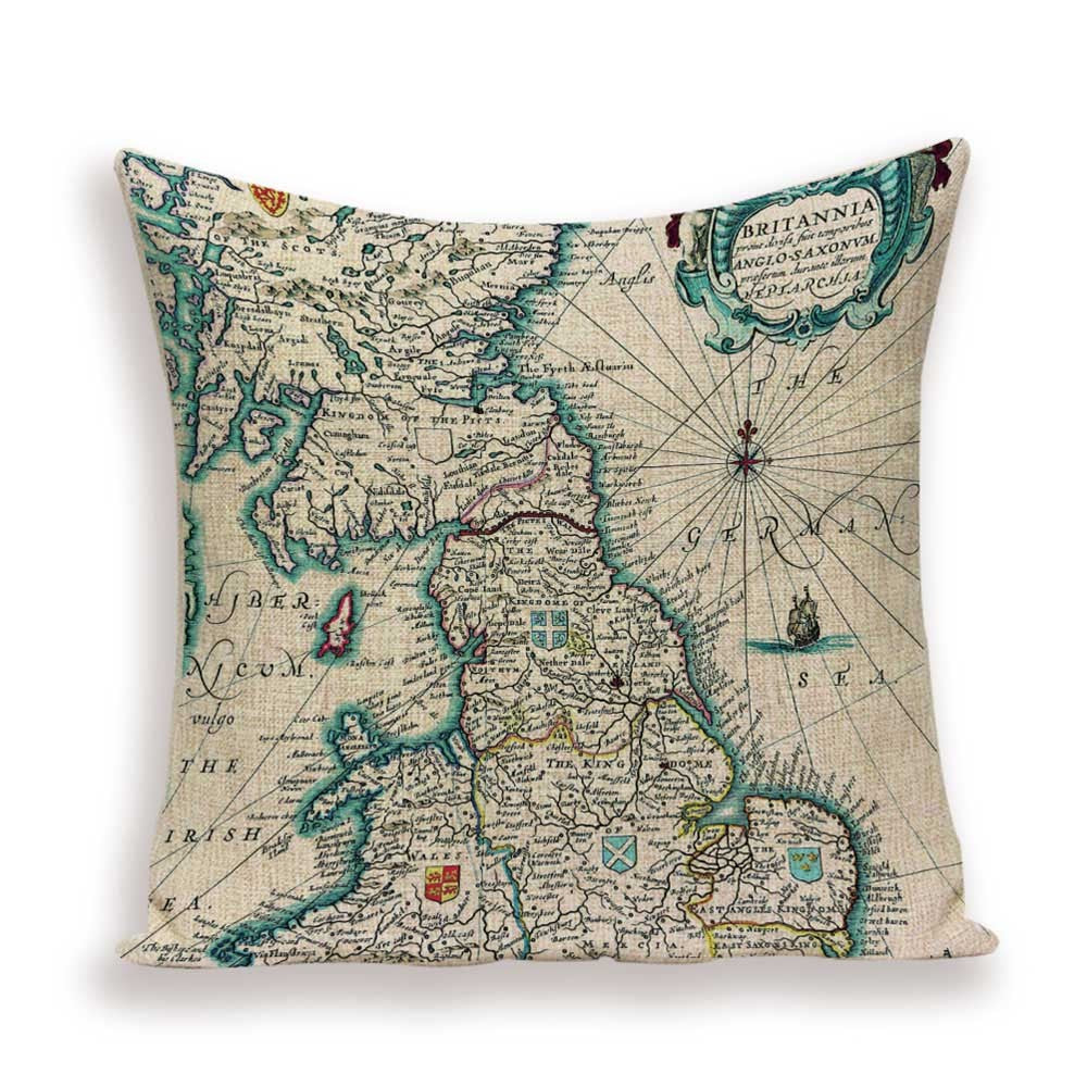 New Retro Toss Pillow Case European World Map Cushion Cover Seat Sofa Covers Morocco Linen House Home Decor Throw Pillows Cases