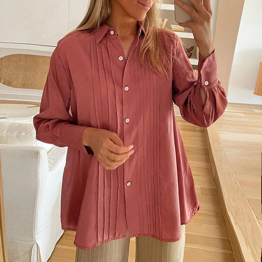 Cardigan Single-breasted Lapel Long Sleeve Shirt Women's Fashion