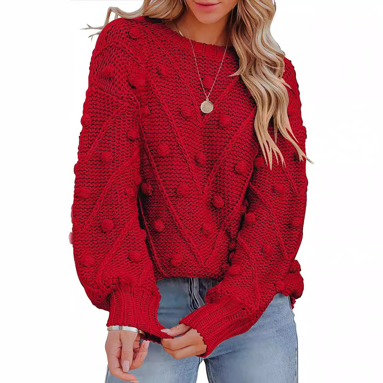 Wool Ball Sweater Loose Long Sleeve Pullover