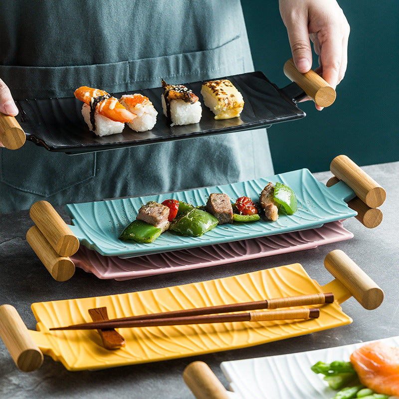 Creative Rectangular Plate Binaural Sushi Cooking Plate