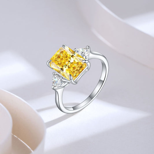 Flame Ice Flower Square Diamond Ring For Women