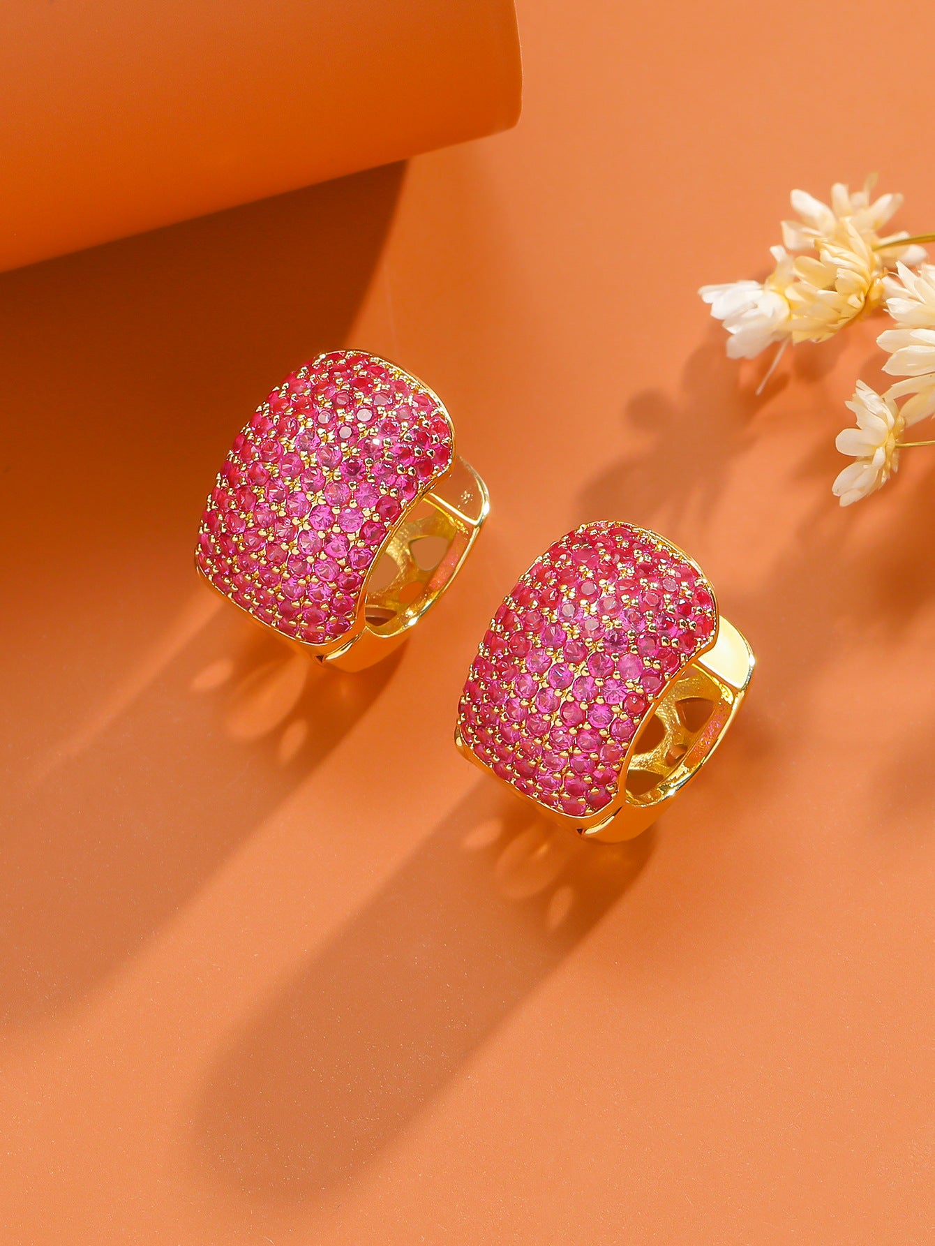 Simple Fashion Ear Clips Gold-plated Color Zircon Earrings