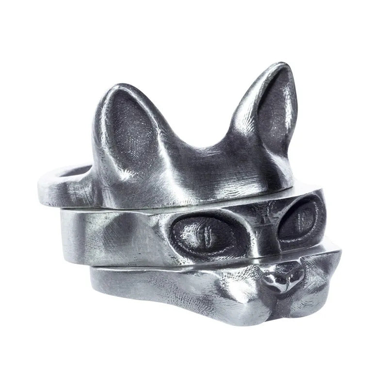 Retro Silver Three Cat Ring Suit