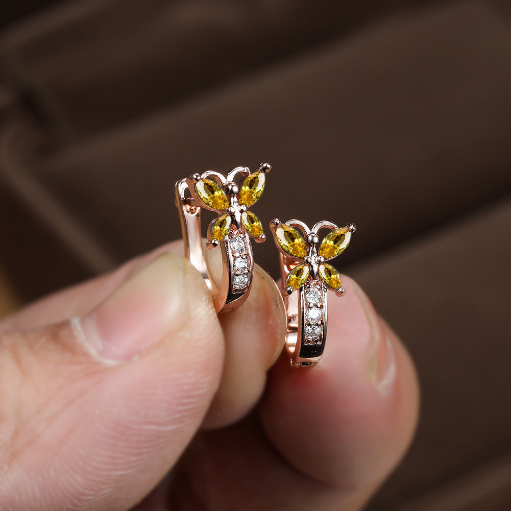 Crystal Bow Zircon White Gold Plated Simple Personalized All-match