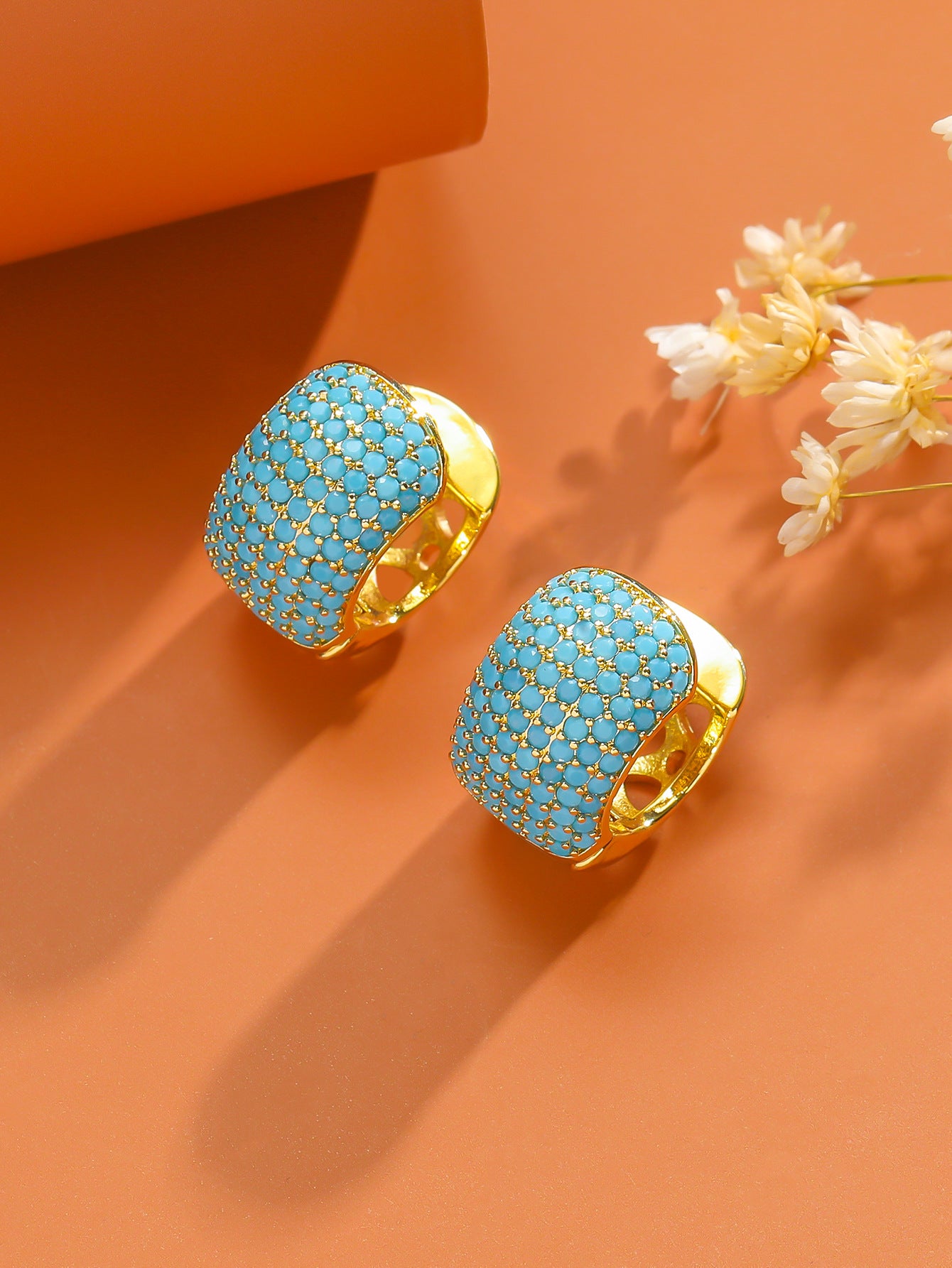 Simple Fashion Ear Clips Gold-plated Color Zircon Earrings