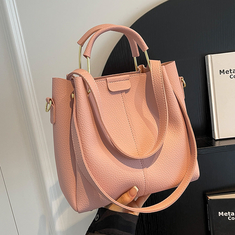 Women's Large-capacity Crossbody Autumn All-matching Korean-style Textured Portable Bucket Bag