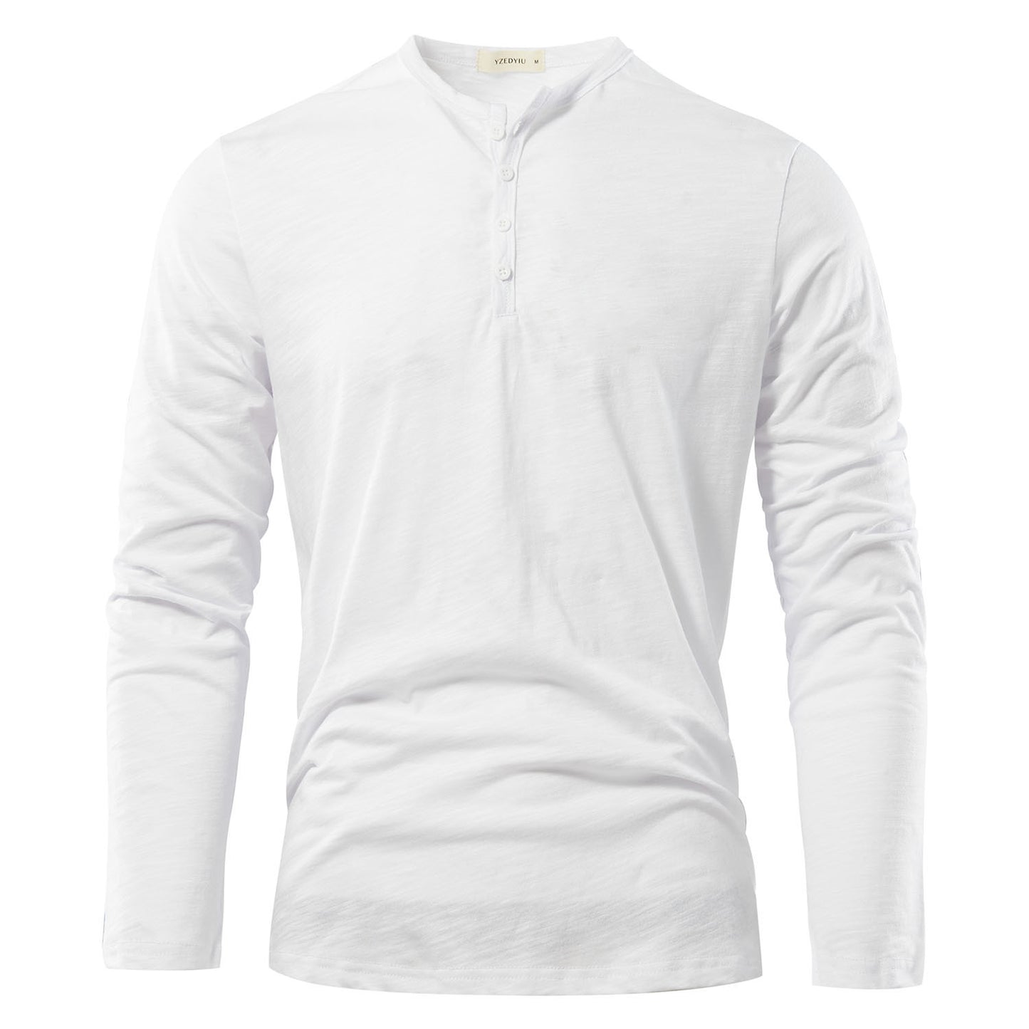 Men's Solid Color Casual Slub Cotton Long Sleeve