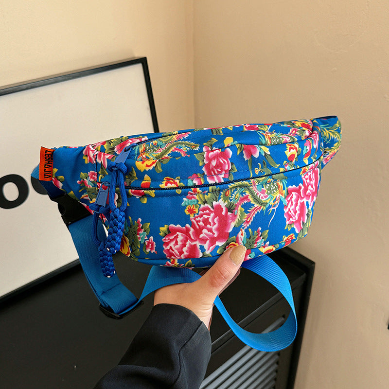 Women's Big Flower Western Style All-matching Waist Bag