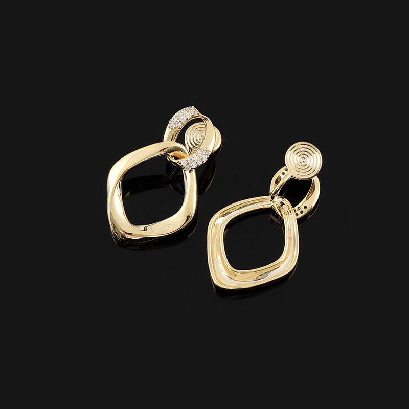 Metal Micro-inlaid Geometric Eardrop Earrings Elegant Earrings