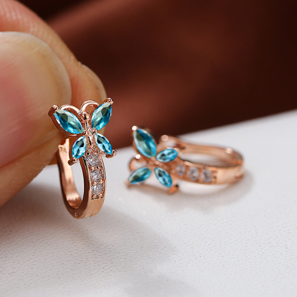Crystal Bow Zircon White Gold Plated Simple Personalized All-match