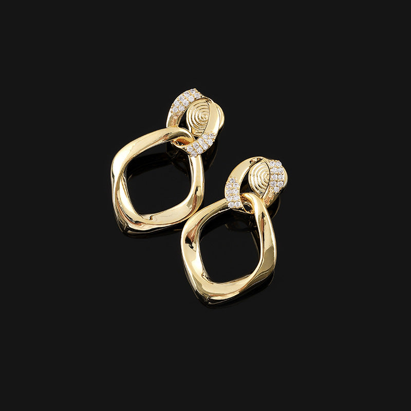 Metal Micro-inlaid Geometric Eardrop Earrings Elegant Earrings