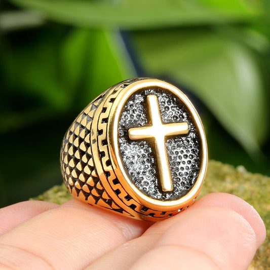 Retro Punk Alloy Cross Ring