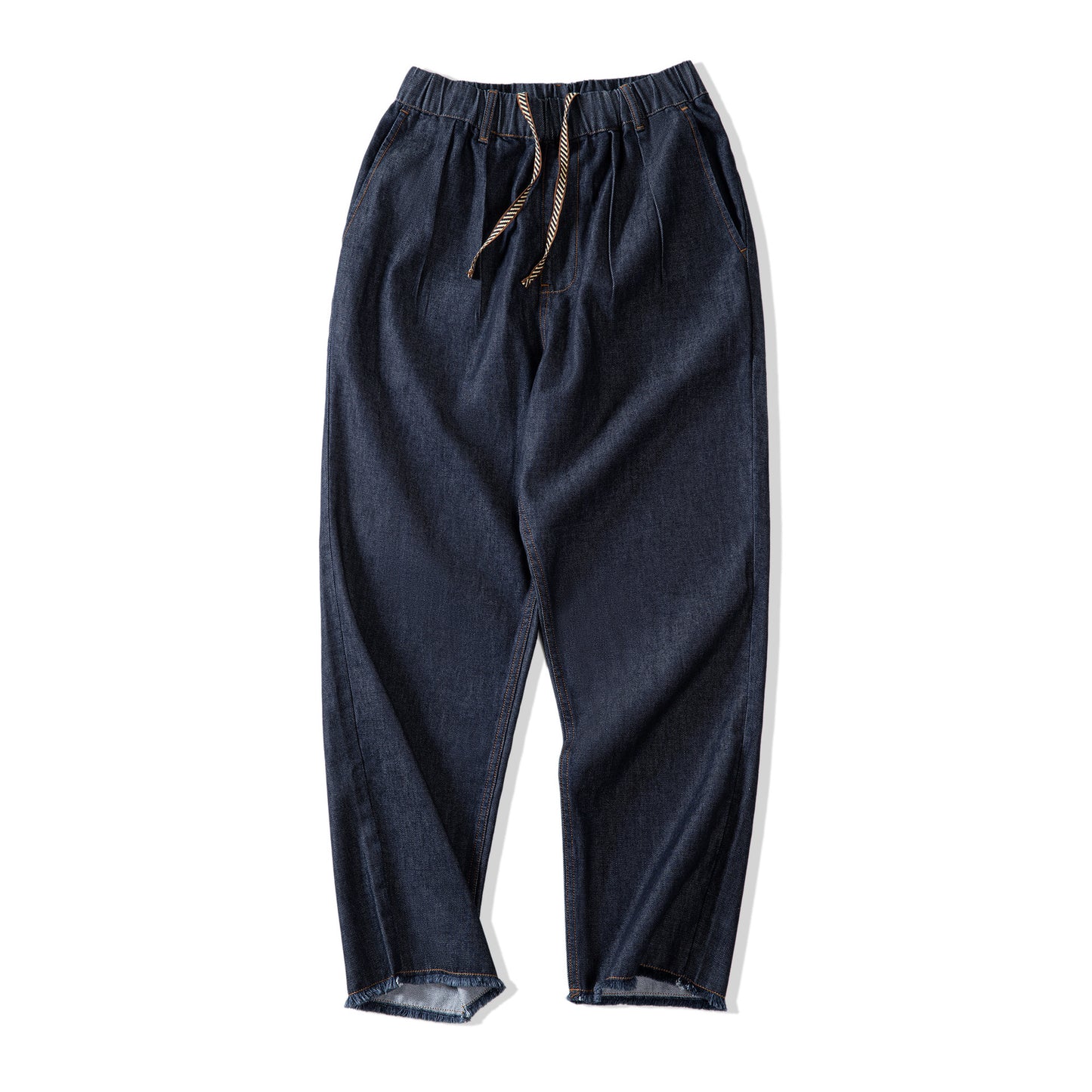 American Casual Jeans Washed Double Pleated Loose Burrs Men's Straight-leg Trousers