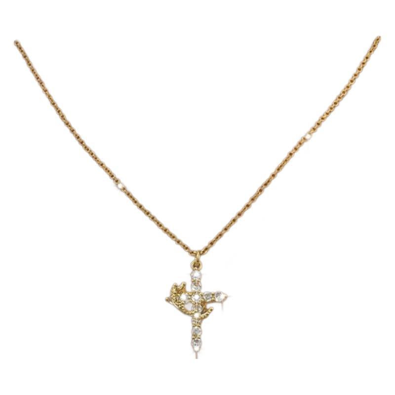 Cross Crown Rotatable Necklace All-match