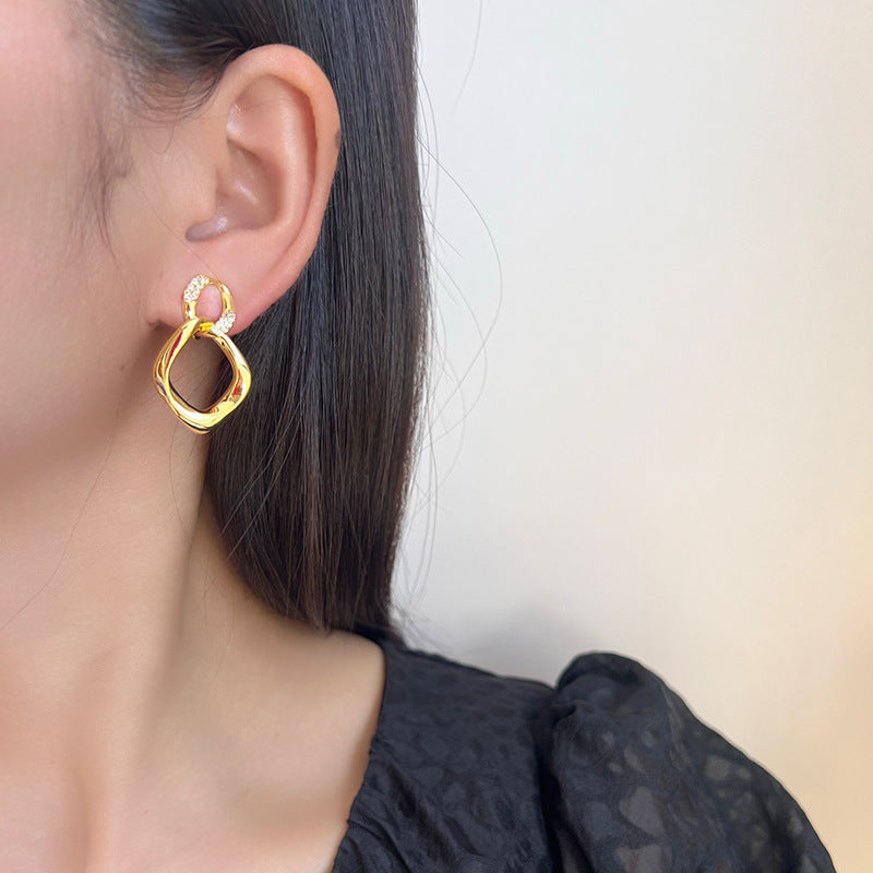 Metal Micro-inlaid Geometric Eardrop Earrings Elegant Earrings