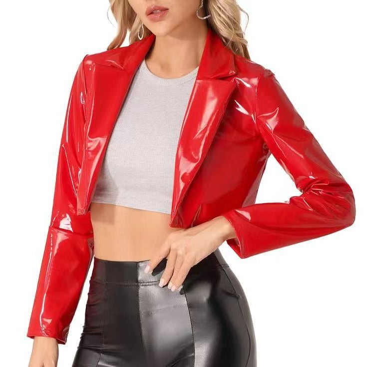 European And American Jacket Short Motorcycle Midriff Outfit Coat