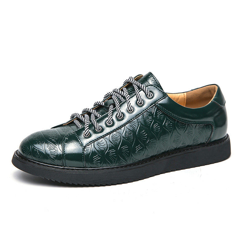 Men's Casual Leather Shoes Lace-up Flat Bottom Daily