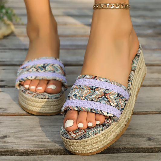 Rope Bottom Sponge Cake Slipper Female Plus Size