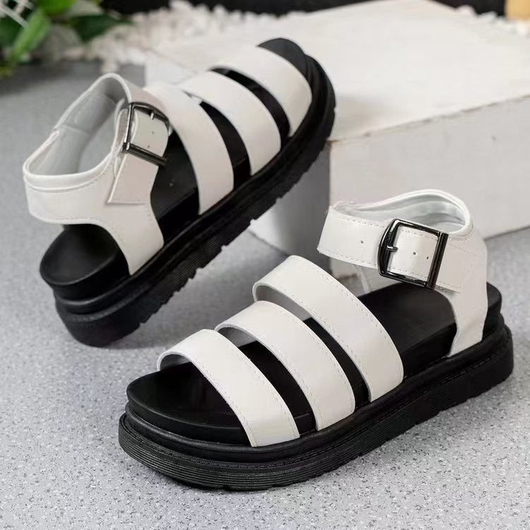 Thick Bottom Strap Buckle Round Toe Outdoor Beach Sandals