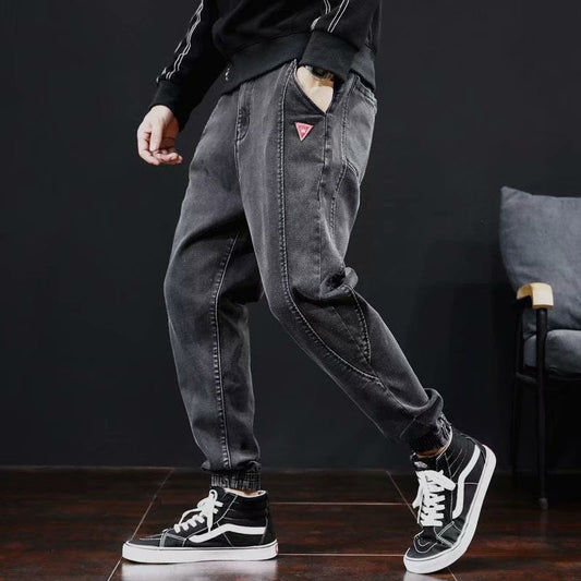 Ankle-tied Jeans Men's Loose Cargo Harlan Cropped Leisure