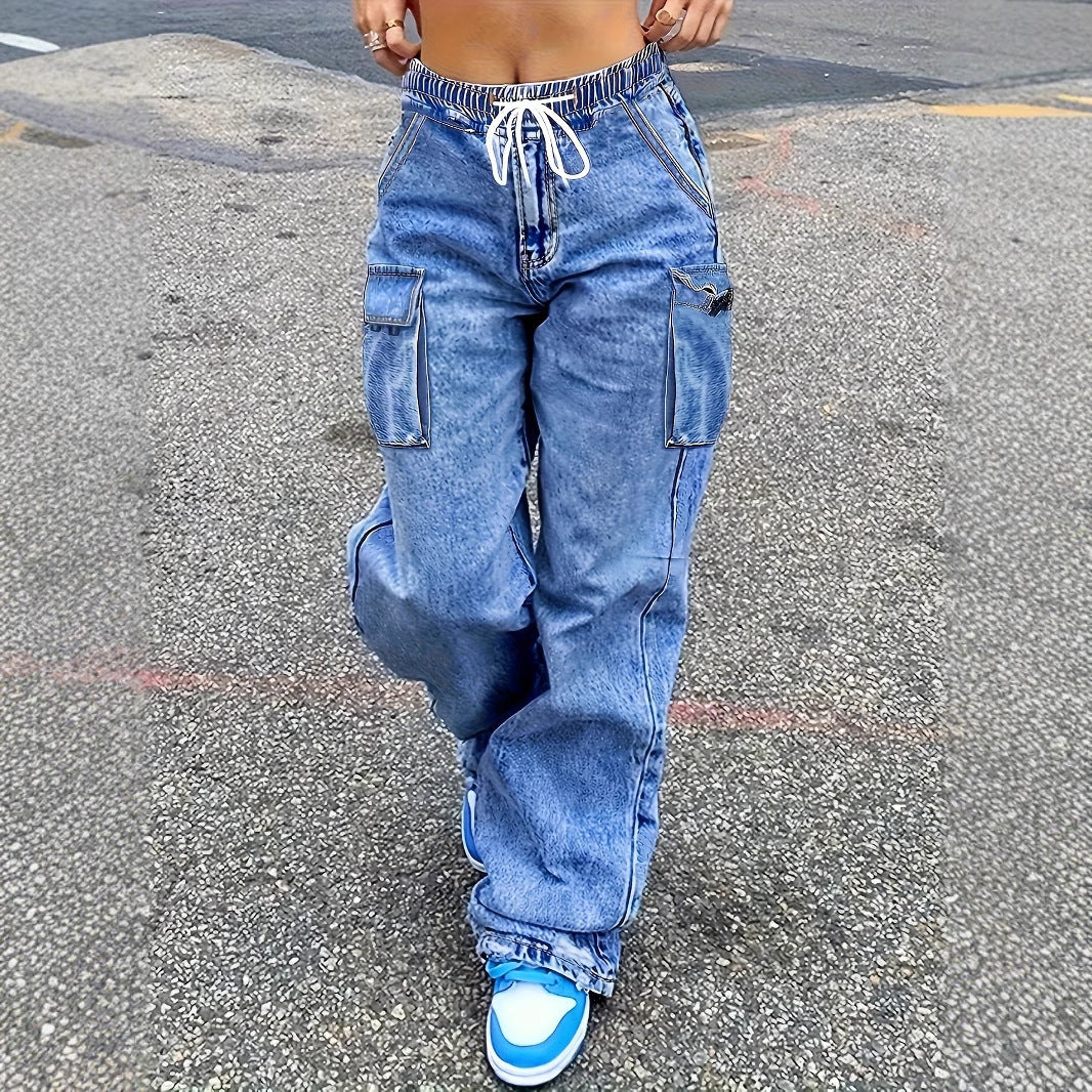 American Retro Workwear Jeans Women's New Slimming Loose