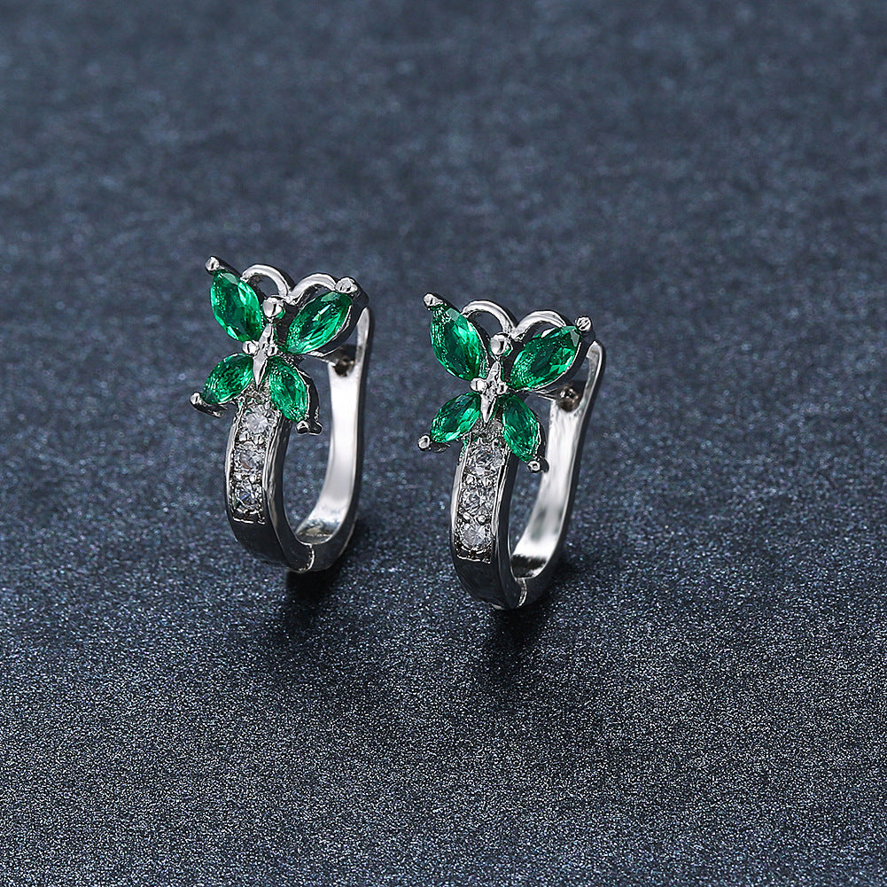 Crystal Bow Zircon White Gold Plated Simple Personalized All-match