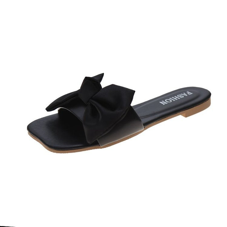 Fashion Personality Flat Bowknot Slippers For Women