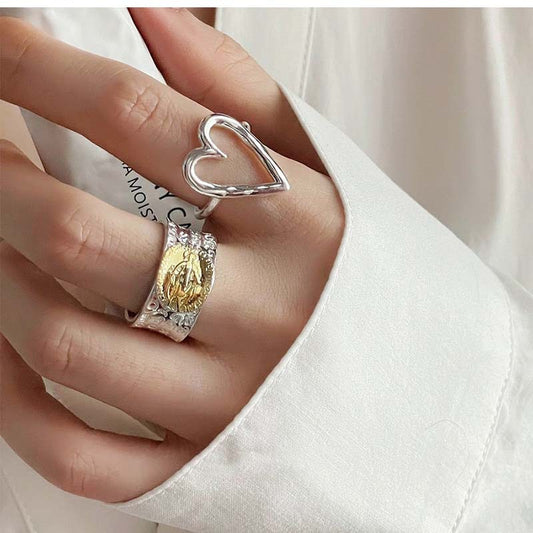 Retro Alloy Heart-shaped Open Ring