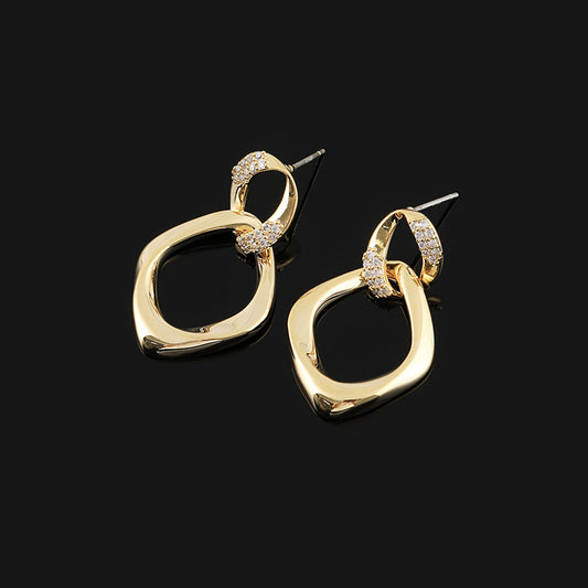 Metal Micro-inlaid Geometric Eardrop Earrings Elegant Earrings