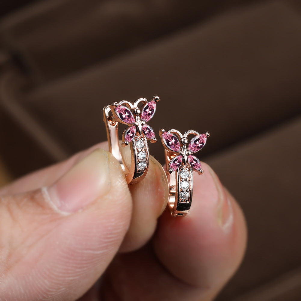 Crystal Bow Zircon White Gold Plated Simple Personalized All-match