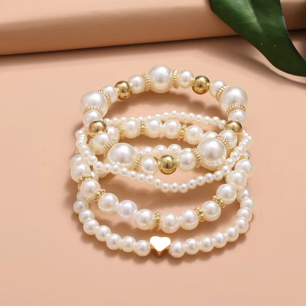 Fashion 4-piece Set Love Pearl Bracelet Suit Women's Beaded