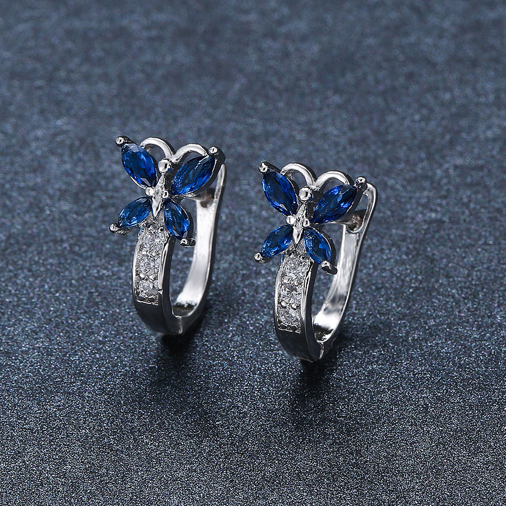 Crystal Bow Zircon White Gold Plated Simple Personalized All-match