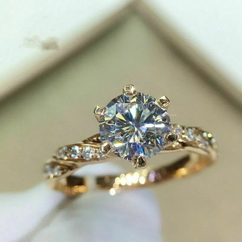 Winding Twist Shape Micro-inlaid Six-claw Ring