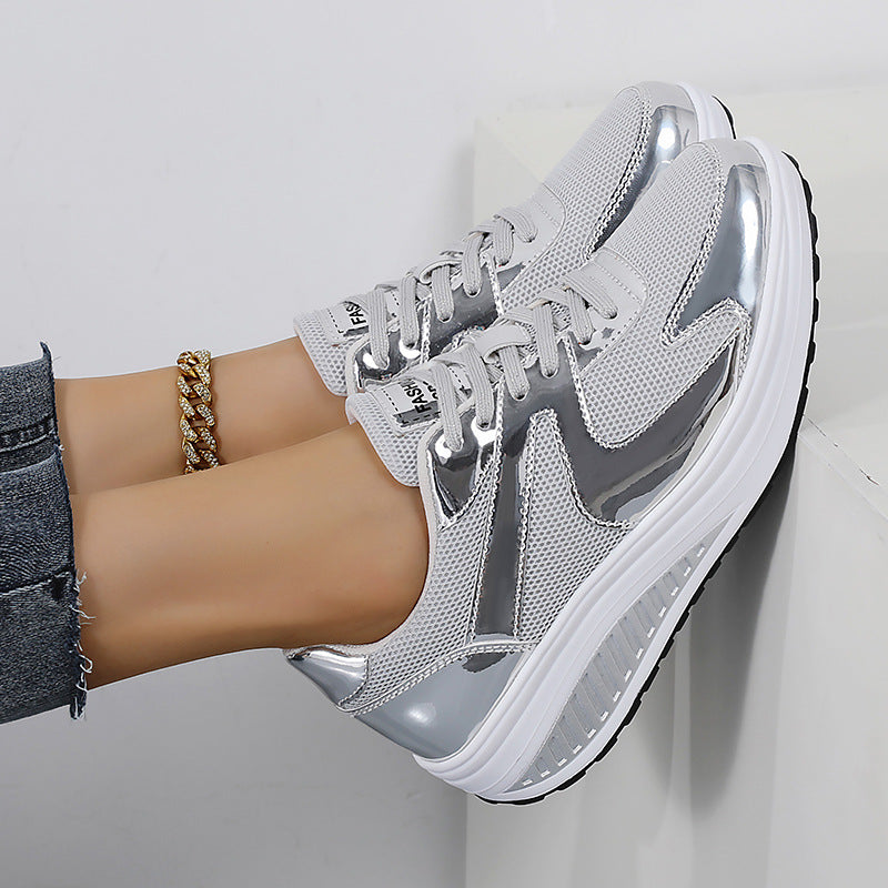 Women's Fashionable Thick Bottom Mesh Elevator Breathable