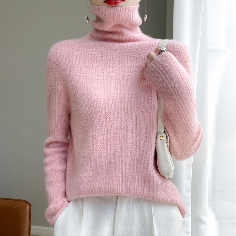 Knitted Outer Wear Underwear Pile Collar Jacquard Sweater