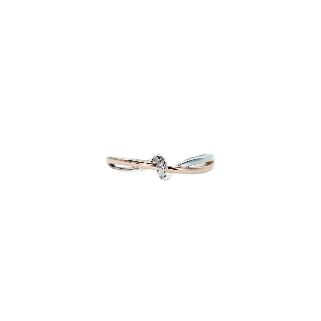 S925 Sterling Silver Knotted Buckle Two-color Plating Simple Ring