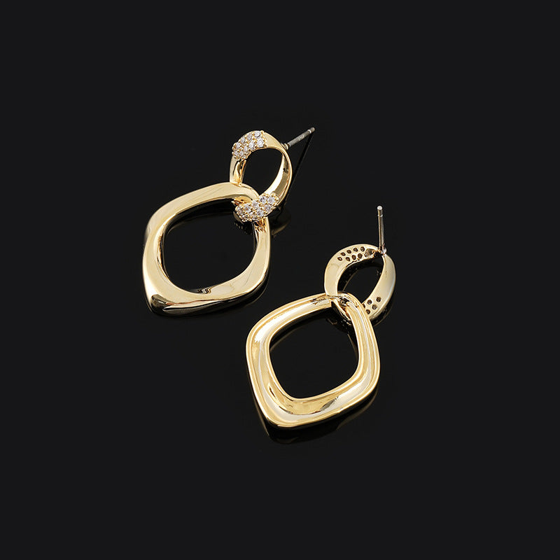Metal Micro-inlaid Geometric Eardrop Earrings Elegant Earrings