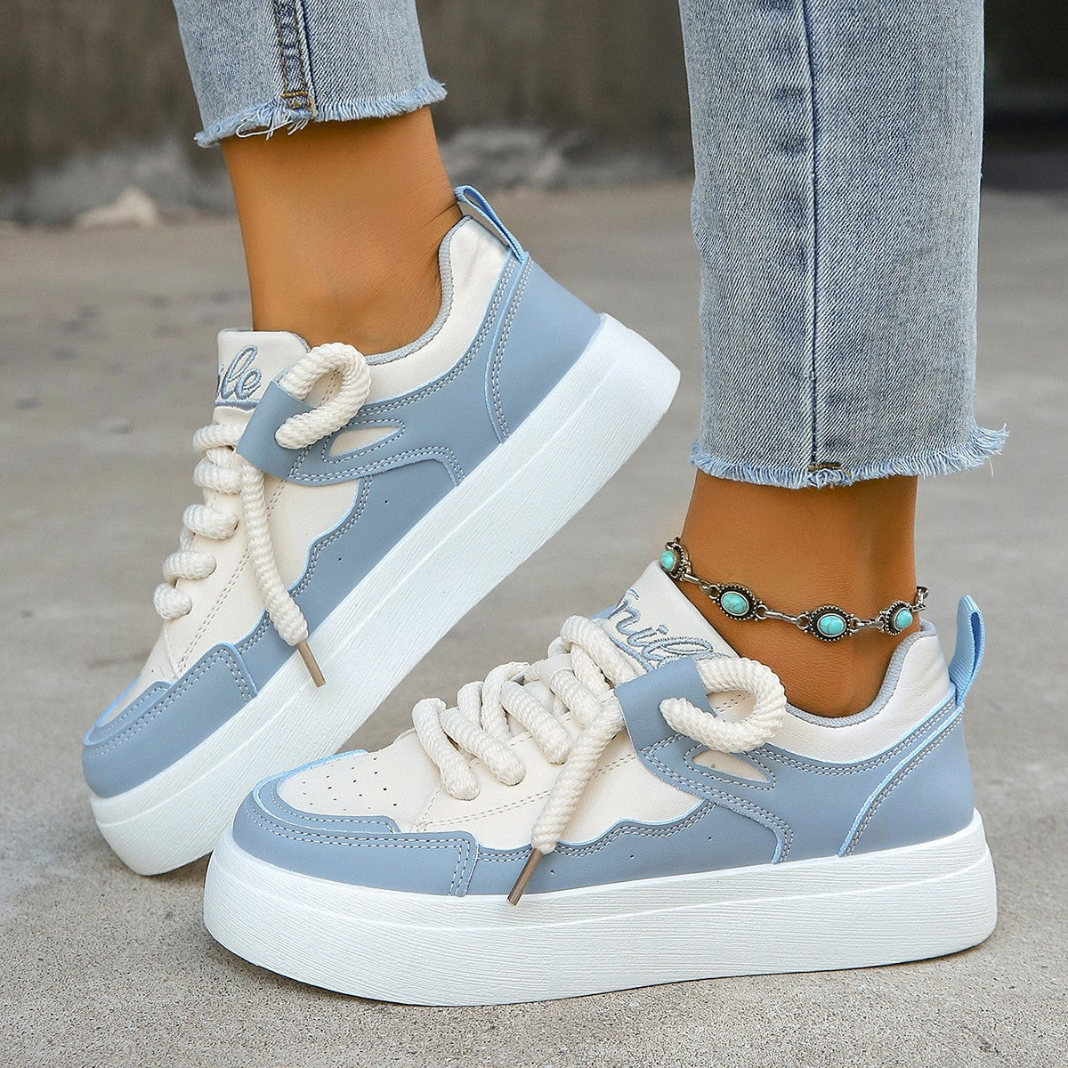 Large Size White Shoes Female Student Platform