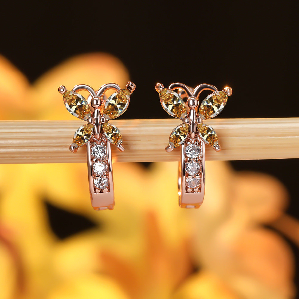 Crystal Bow Zircon White Gold Plated Simple Personalized All-match