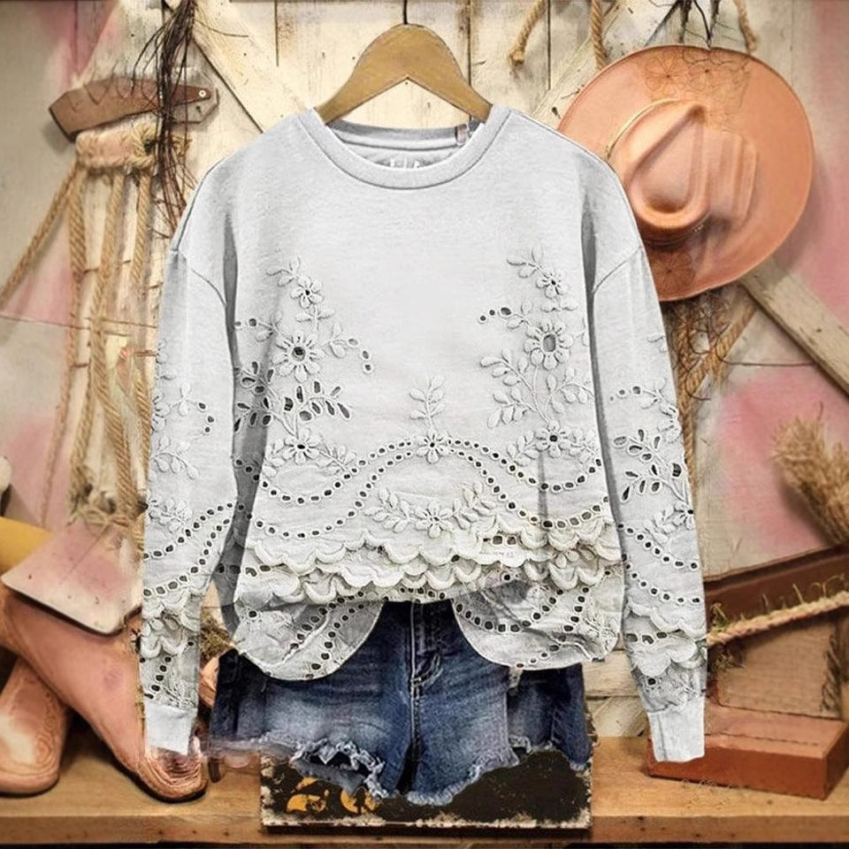 3D Digital Printing Simple Women's Round Neck Long Sleeve Sweater Autumn And Winter