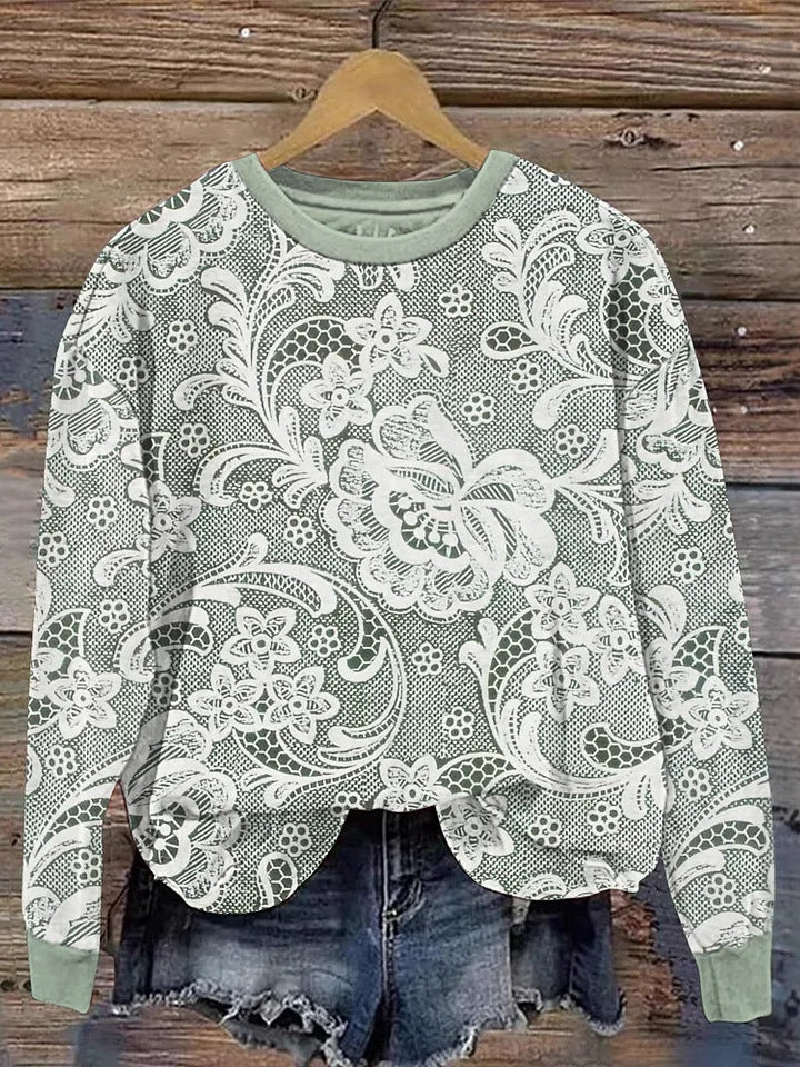 3D Digital Printing Simple Women's Round Neck Long Sleeve Sweater Autumn And Winter