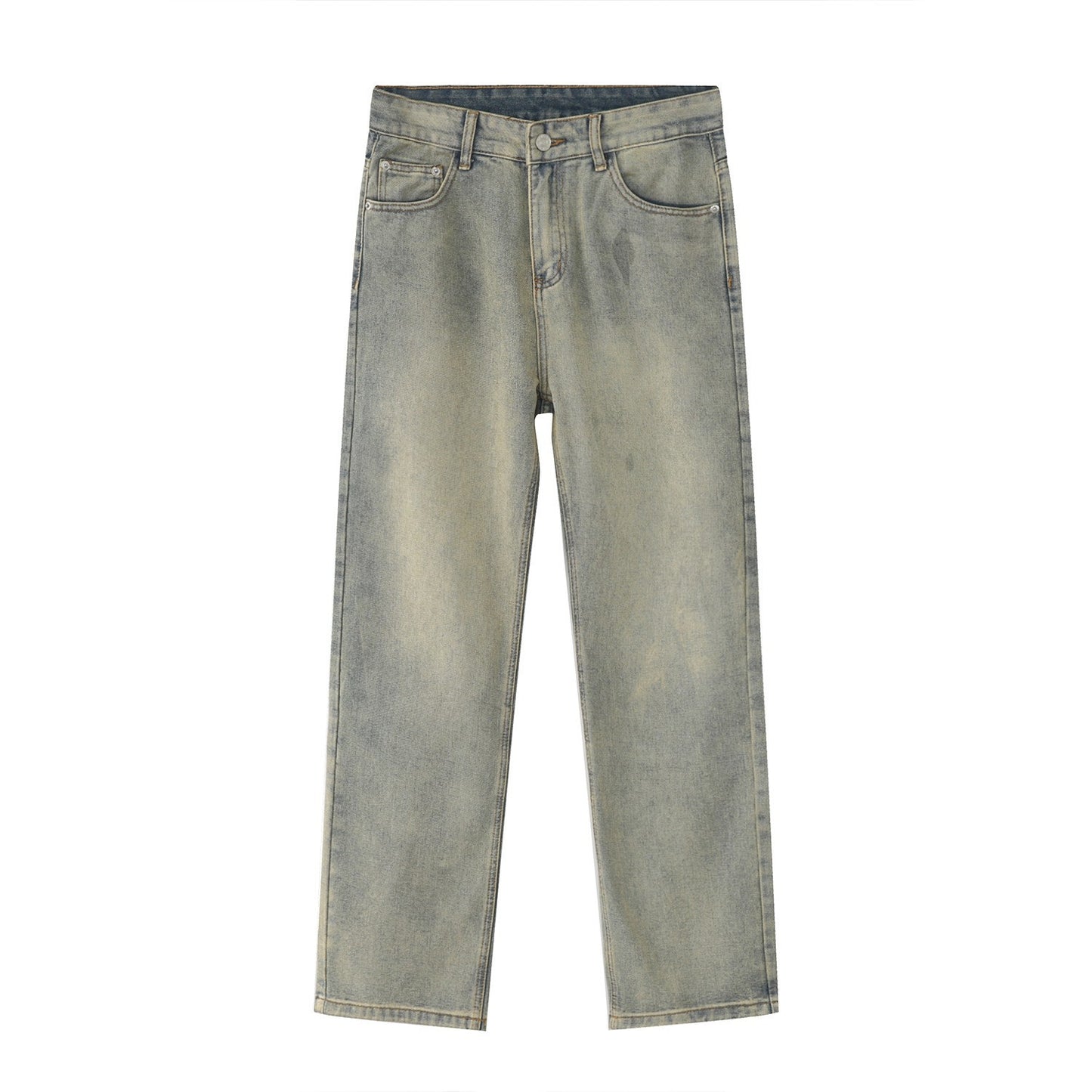 Black And White Basic Simple Jeans Men's Slim Trousers