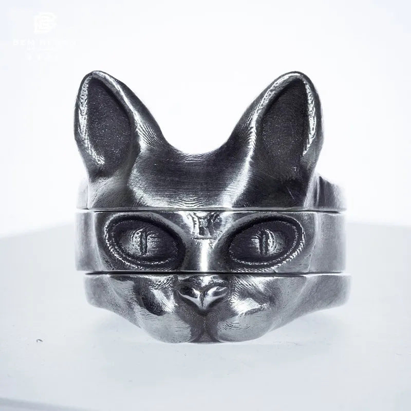 Retro Silver Three Cat Ring Suit