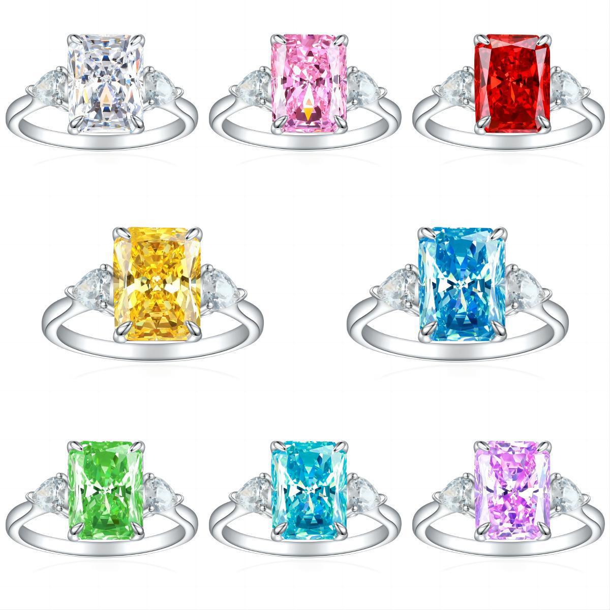 Flame Ice Flower Square Diamond Ring For Women